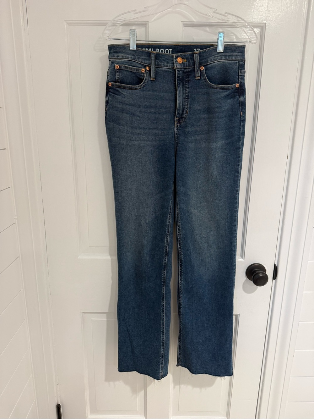 J.Crew Re-Imagined Slim Boot Womens Jeans, Light Blue, Raw Hem, Size 27